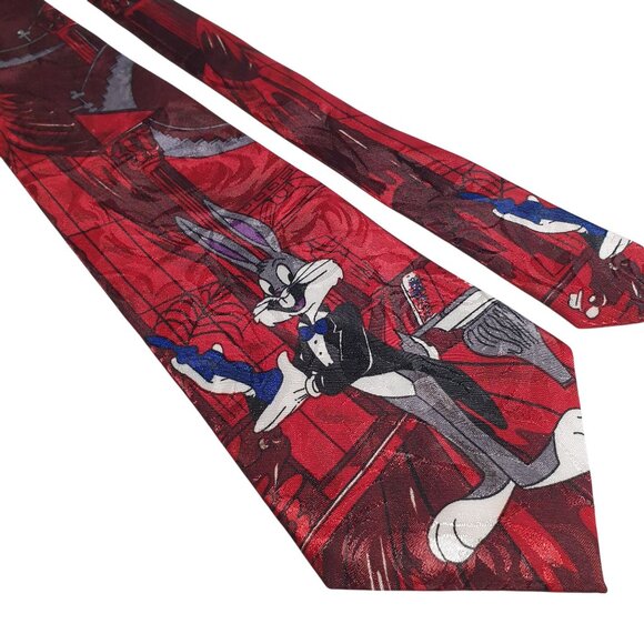 Bugs Bunny Red Cartoon Tie Tuxedo Simon Brand Polyester Novelty Award Theater - Picture 2 of 5